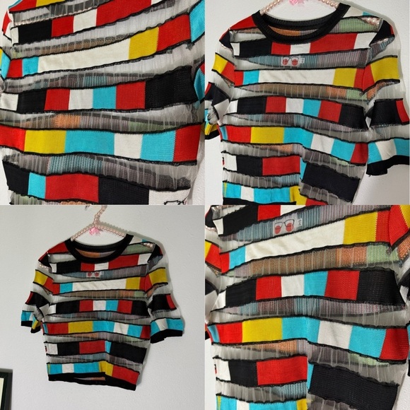 Gabrielab cropped sheer colorful square top size P/S - Picture 6 of 16